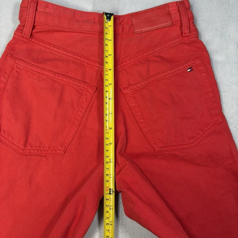Tommy Hilfiger Jeans Women's Size 24X32 Actual 24X24.5  Red High-Rise Wide-Leg